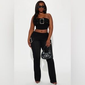 NEW Fashion Nova Makena black denim pant set size large